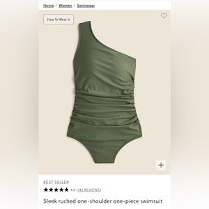 J.Crew Women’s ruched one-shoulder one-piece swimsuit | size 22 in cyprus - NWT
